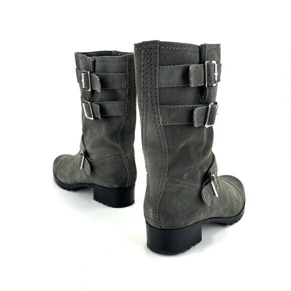 Marc Fisher Arianna Women Gray Moto Boot Size 9 Suede Block Heel Mid-Calf Bootie - Picture 7 of 15
